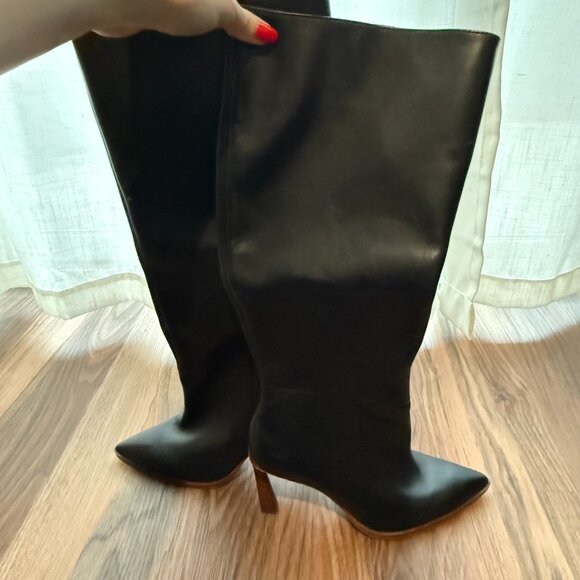 Vince Camuto Perintie Black Leather Knee High Boot - Picture 3 of 4